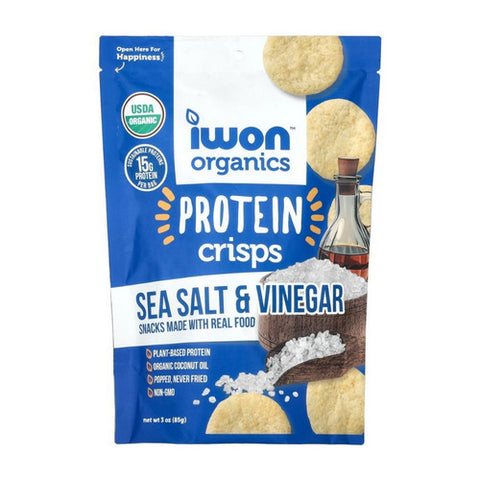 Iwon Organics, Crisps Protein Sea Salt And Vinegar, 3 Oz(Case Of 8)