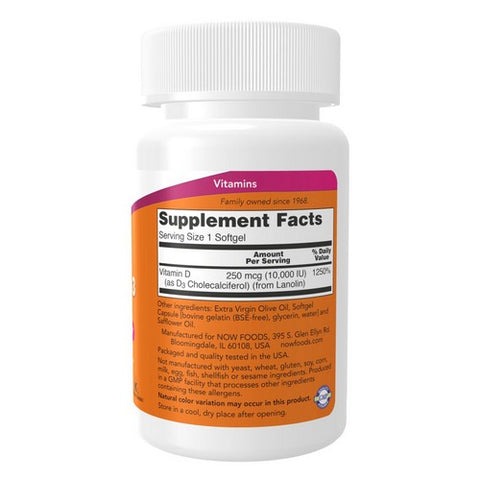 Now Foods, Vitamin D3, 10,000 IU, 30 Softgels
