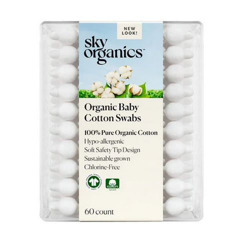 Sky Organics, Organic Baby Cotton Swabs, 60 Count