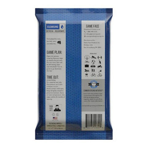 Game Face, Cleansing Facial Wipes, 25 Count