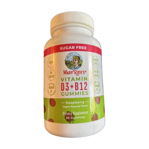 Vitamin D3 Plus Vitamin B12 Raspberry Sugar Free 30 Gummies by MaryRuth's