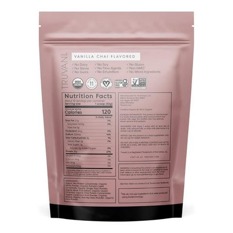 Truvani, Organic Plant Protein Powder Vanilla Chai, 10.79 Oz