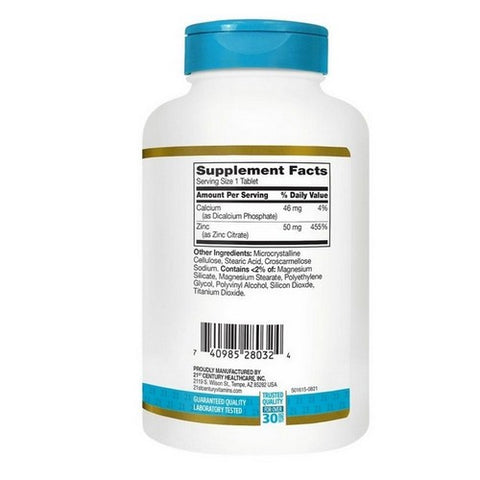 21st Century, Zinc Citrate, 50 Mg, 360 Tabs