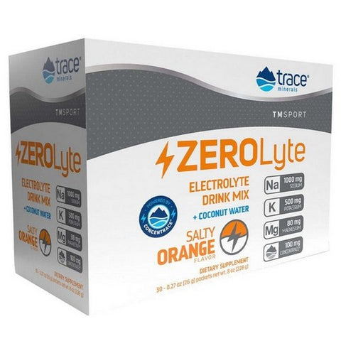 Trace Minerals, ZEROLyte Electrolyte Drink Mix Salty Orange, 30 Packets