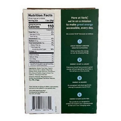 The Humble Co, Peanut Butter Crunch Caffeinated Energy Bar, 16 Count