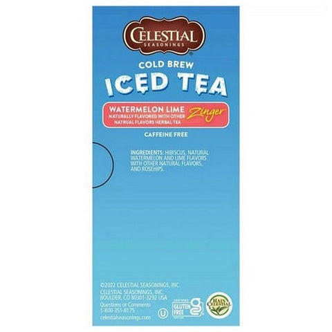 Celestial Seasonings, Cold Brew Watermelon Lime Zinger Tea, 18 Bags
