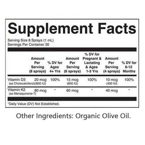 MaryRuth's, Organic Unflavored D3 + K2 Liquid Spray, 1 Oz