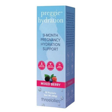 Three Lollies, Preggie Hydration Support Mixed Berry, 10 Count