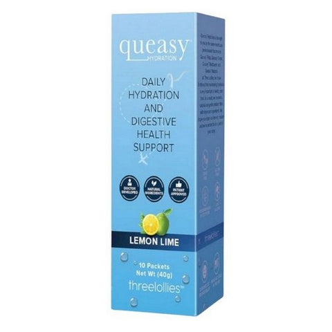 Three Lollies, Queasy Hydration Booster Lemon Lime, 10 Count