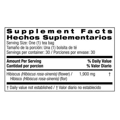 Bio Nutrition Inc, Hibiscus Tea, 30 Count