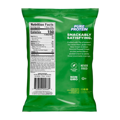 Pure Protein, Popped Crisp Sour Cream Onion, 12 Count