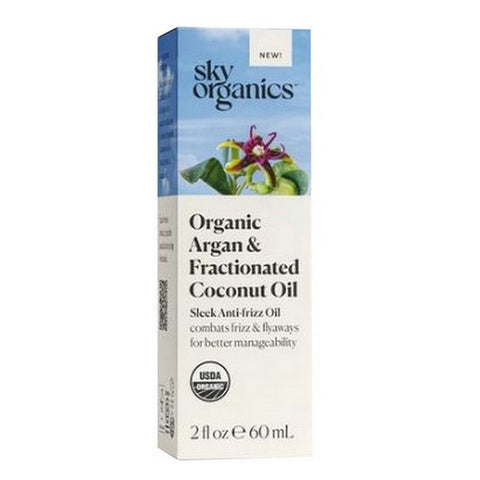 Sky Organics, Sky Organics Organic Argan And Fractioned Coconut Oil Sleek Anti Frizz Oil, 2 Oz