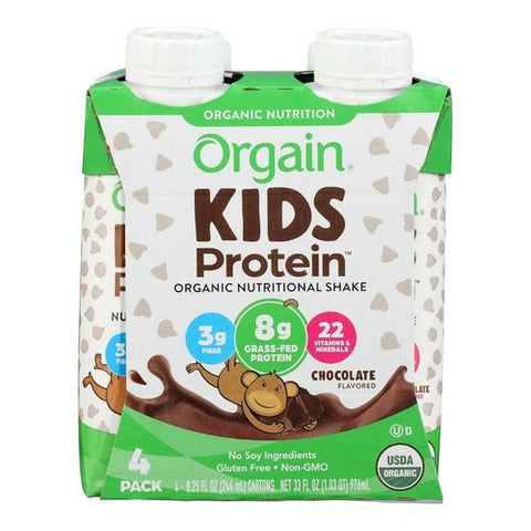Orgain, Kids Protein Organic Nutritional Shake Chocolate, 8.25 Oz x 4 (Case Of 4)