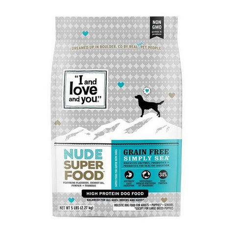 I And Love And You, Nude Super Food Dry Dog Food Simply Sea, 5 Lbs (Case Of 3)