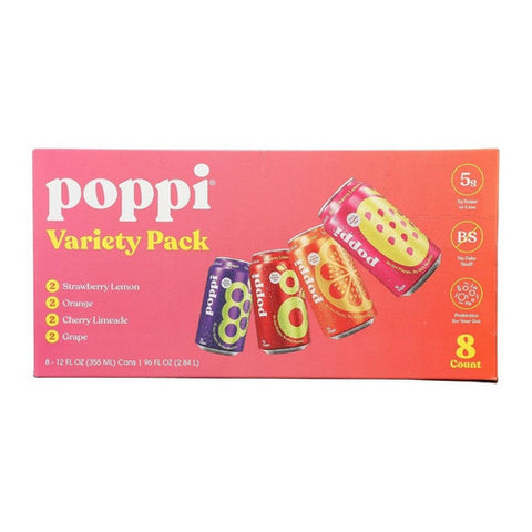 Poppi, Prebiotic Soda Variety Pack, 12 Oz x 8 (Case Of 3)
