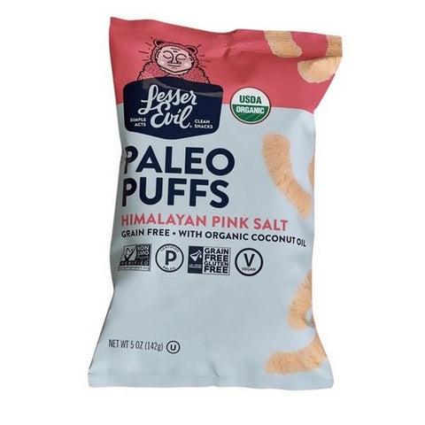 Lesser Evil, Grain Free Paleo Puffs Crunchy Himalayan Pink Salt, 5 Oz (Case of 9)