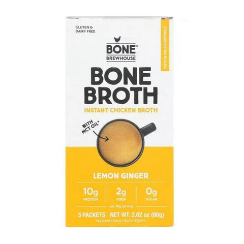 Bone Brewhouse, Bone Broth Protein Powder Lemon Ginger Chicken, 2.82 Oz (Case Of 9)