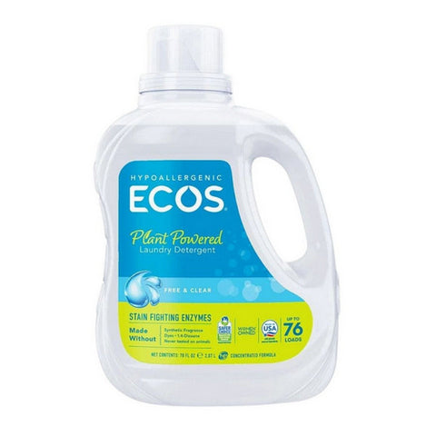 Laundry Detergent Free And Clear Hypoallergenic 76 Loads 70 Oz x (Case Of 4) by Ecos