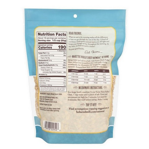 Bobs Red Mill, Rolled Oats Extra Thick Whole Grain, 16 Oz (Case Of 4)