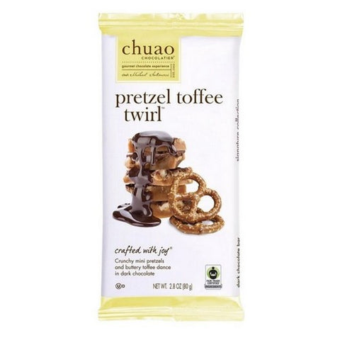 Chuao Chocolatier, Pretzel Toffee Twirl Chocolate Bar, 2.8 Oz (Case Of 10)