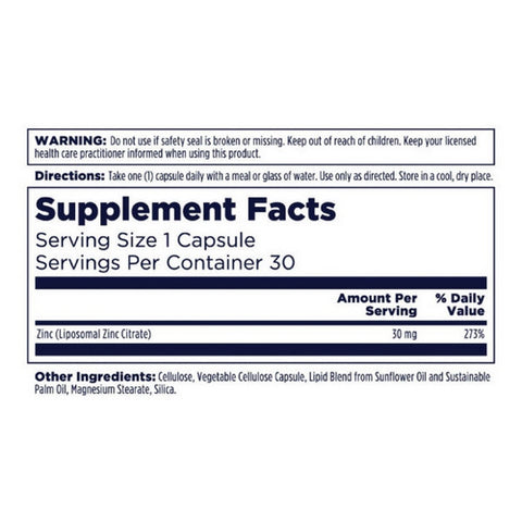 Kal, Liposomal Zinc High Potency, 30 Mg, 30 Veg Caps