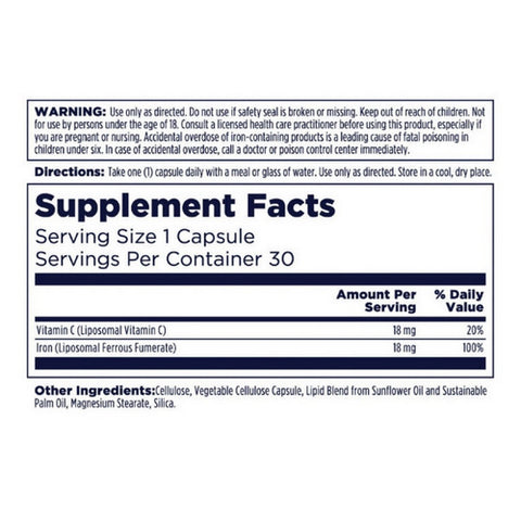 Kal, Liposomal Iron Plus C, 30 Veg Caps