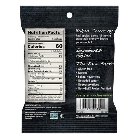 Bare Fruit, Baked Crunchy Fuji And Reds Apple Chips, 15 Grams (Case of 24)
