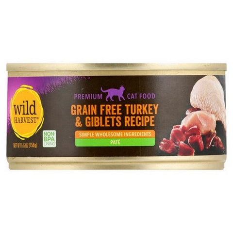 Wild Harvest, Cat Food Pate Grain Free Turkey And Giblets Recipe, 5.5 Oz (Case of 24)