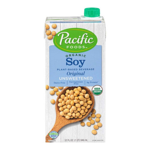 Pacific Foods, Organic Soy Beverage Plant Based Unsweetened Original, 32 Oz (Case Of 12)
