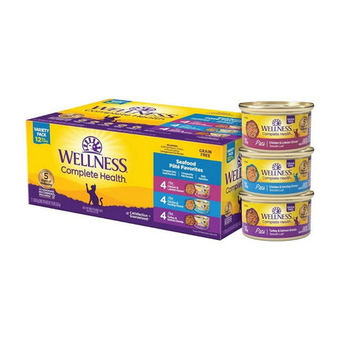 Wellness, Wellness Seafood Pate Favorites Cat Food Variety, 3 Oz (Case Of 12)