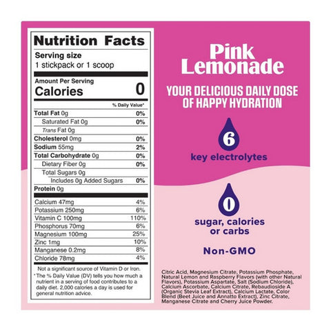 Ultima Replenisher, Pink Lemonade Electrolyte Mix, 0.11 Oz (Case of 20)