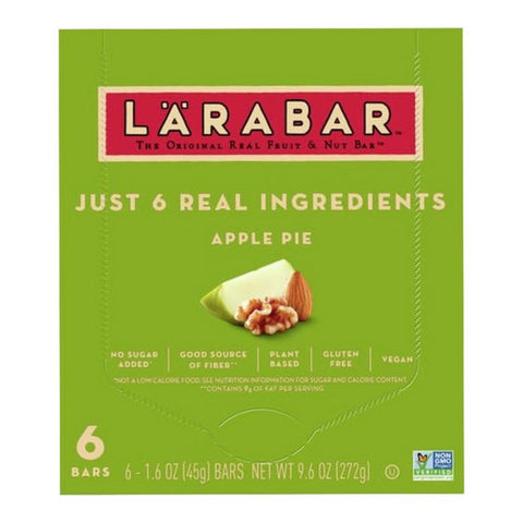 Larabar, Bar Apple Pie Vegan Gluten Free, 1.6 Oz x 6 (Case of 8)