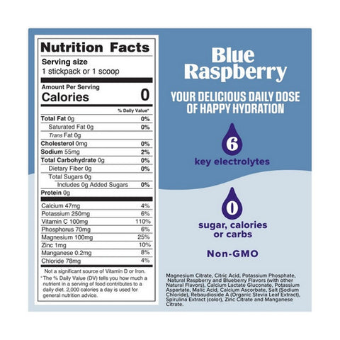 Ultima Replenisher, Electrolyte Hydration Powder Blue Raspberry, 0.12 Oz (Case of 20)