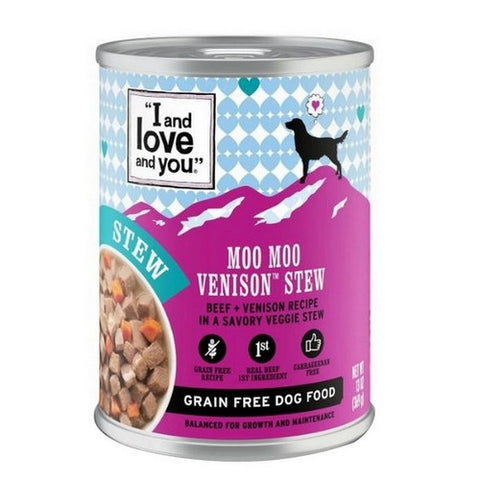 I And Love And You, Moo Venison Stew Beef Wet Dog Food, 13 Oz (Case Of 12)