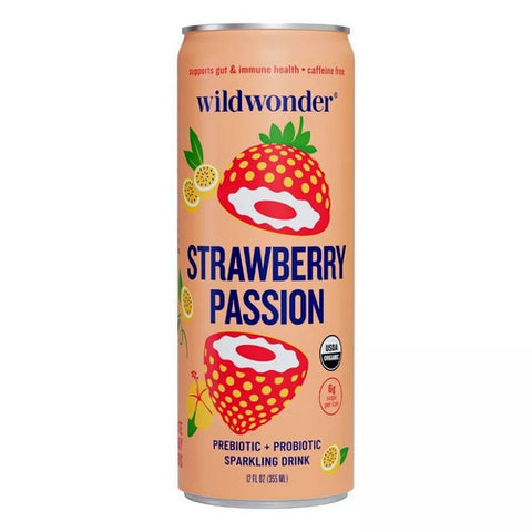 Wildwonder, Organic Sparkling Strawberry Passion, 12 Oz (Case Of 12)