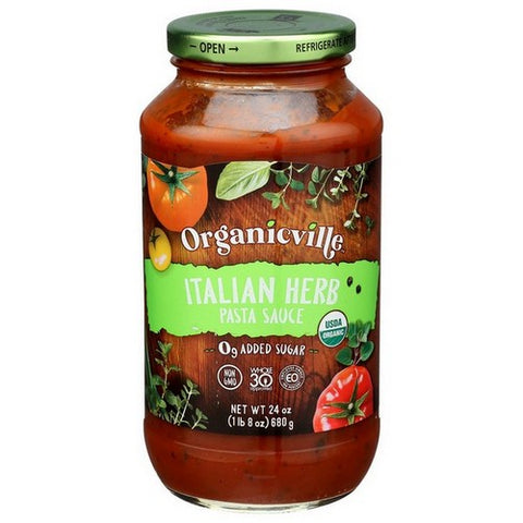 Organicville, Organic Pasta Sauce Italian Herb, 24 Oz (Case Of 6)