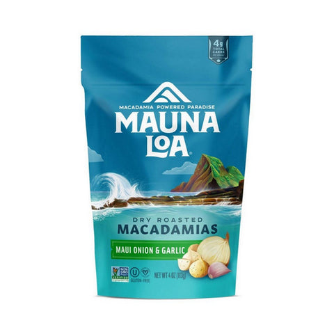 Premium Hawaiian Roasted Macadamia Nuts Maui Onion Garlic 4 Oz (Case Of 6) by Mauna Loa