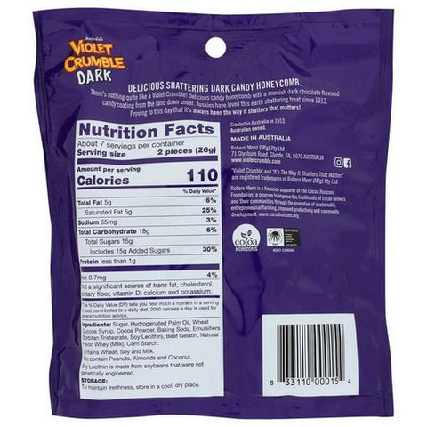 Violet Crumble, Dark Chocolate Honeycomb Crumble Cubes, 6 Oz (Case Of 8)