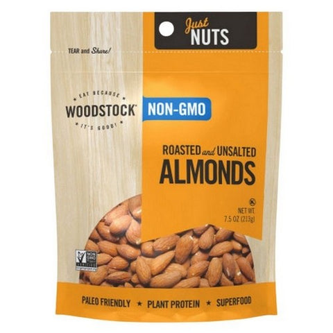 Woodstock, Almonds Roasted And Unsalted, 7.5 Oz (Case Of 8)