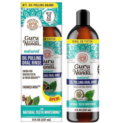 Gurunanda, Natural Whitening Pulling Oil Coconut And Mint, 8 Oz