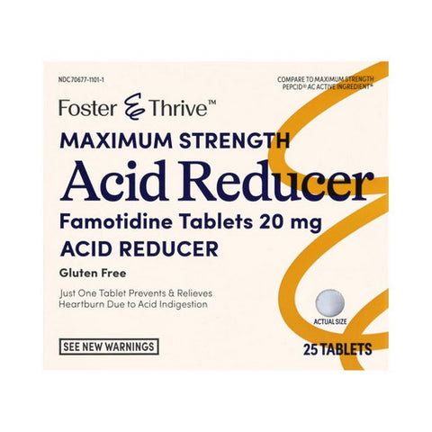 Foster And Thrive, Maximum Strength Acid Reducer, 20 Mg, 25 Tabs