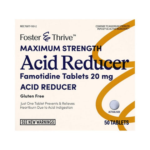 Foster And Thrive, Maximum Strength Acid Reducer Famotidine, 20 Mg, 50 Tabs