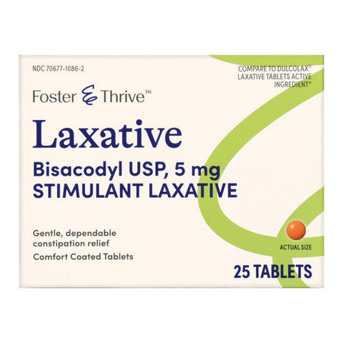 Foster And Thrive, Laxative Bisacodyl Usp, 5 MG, 25 Tabs