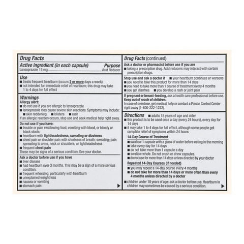 Foster And Thrive, Acid Reducer Lansoprazole Delayed-Release, 15 Mg, 42 Capsules
