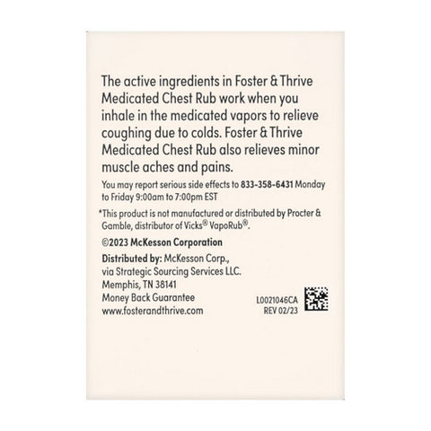 Foster And Thrive, Chest Rub Menthol, 3.53 Oz