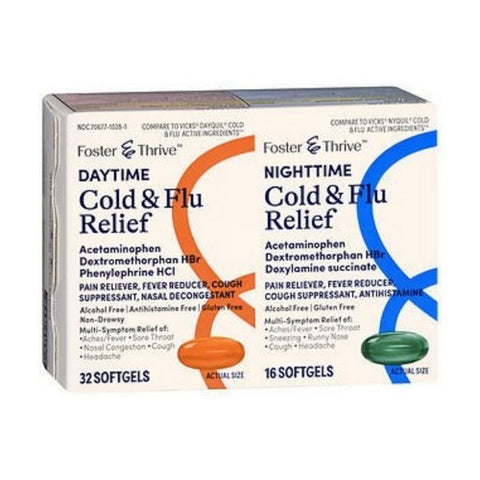 Foster And Thrive, Daytime And Nighttime Cold Flu Relief, 48 Softgels