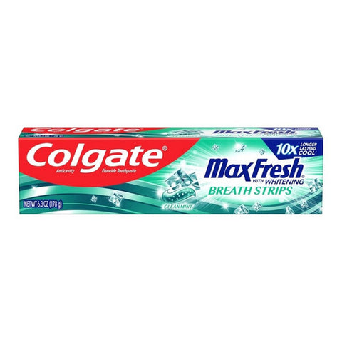 Colgate, Maxfresh With Whitening Breath Strips Toothpaste Clean Mint, 6.3 Oz