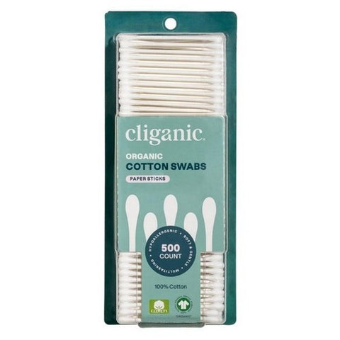 Cliganic, Organic Cotton Swabs, 500 Count
