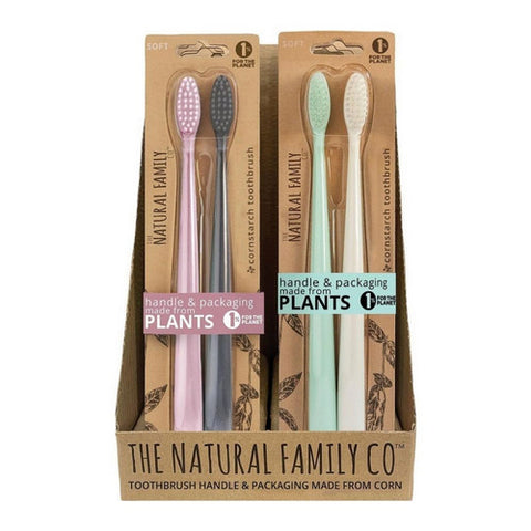 The Natural Family Co, Toothbrush Twin Pack Soft Assorted Colours, 2 Pieces