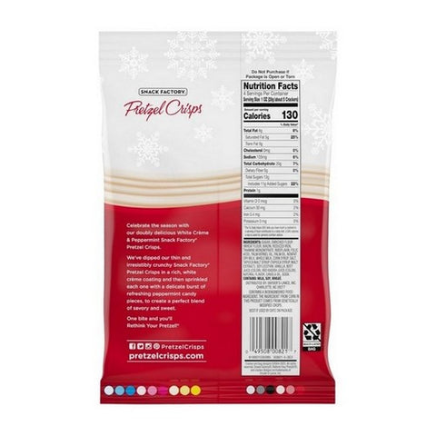 Pretzel Crisps, Snack Factory Pretzel Crisps White Creme And Peppermint, 14 Oz (Case Of 12)